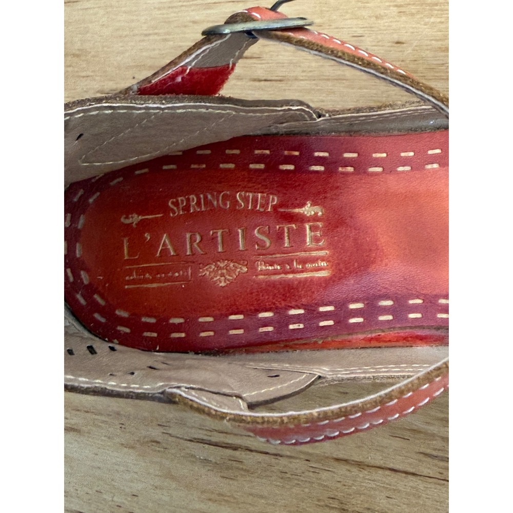 L'Artiste Spring Step Avelle Red Multi Leather Hand Painted‎ Sandals Heels 42 - Picture 6 of 7